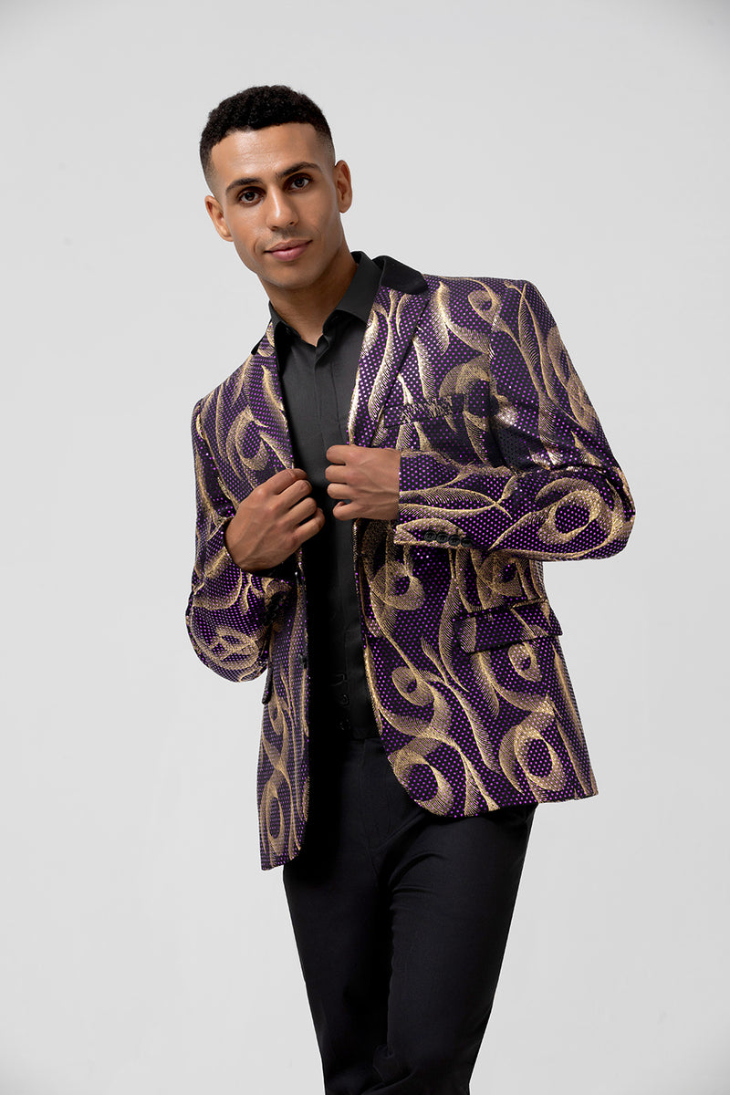 Load image into Gallery viewer, Purple Shawl Lapel Single Breasted Men's Prom Blazer