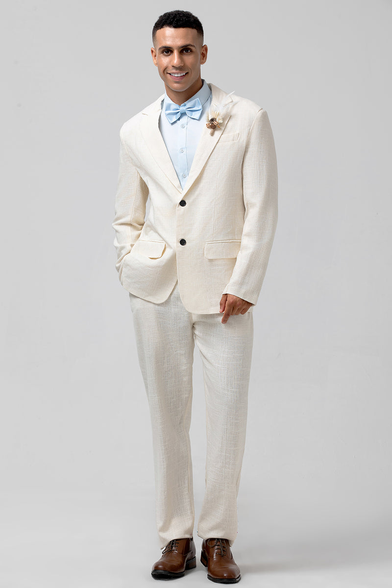 Load image into Gallery viewer, Notch Lapel Ivory Single Breasted 2 Pieces Men's Prom Suits