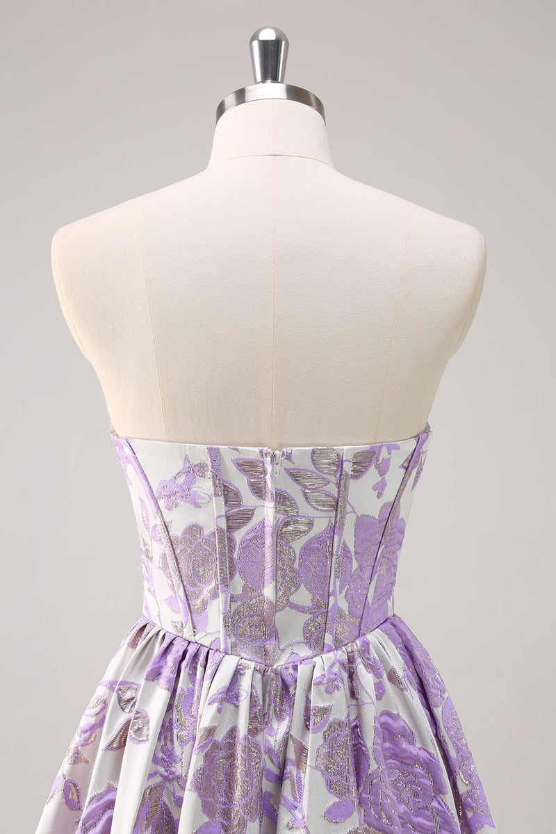 Load image into Gallery viewer, Cute Blue A Line Sweetheart Corset Brocade Long Prom Dress