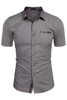 Load image into Gallery viewer, Army Green Short Sleeves Button Down Casual Men's Shirt