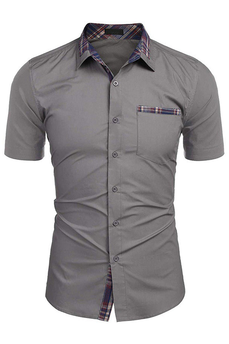 Load image into Gallery viewer, Army Green Short Sleeves Button Down Casual Men's Shirt