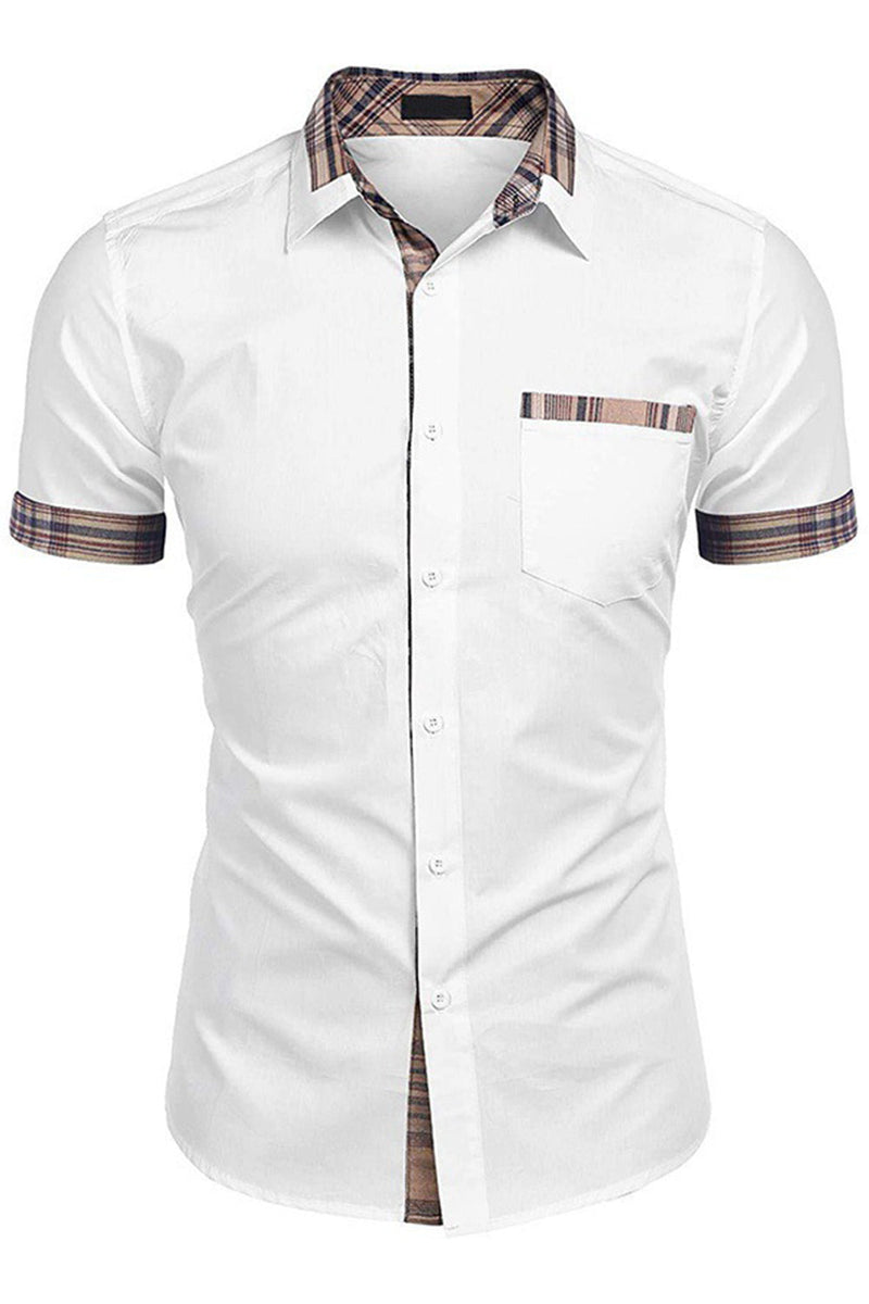 Load image into Gallery viewer, Army Green Short Sleeves Button Down Casual Men's Shirt