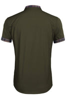Load image into Gallery viewer, Army Green Short Sleeves Button Down Casual Men's Shirt