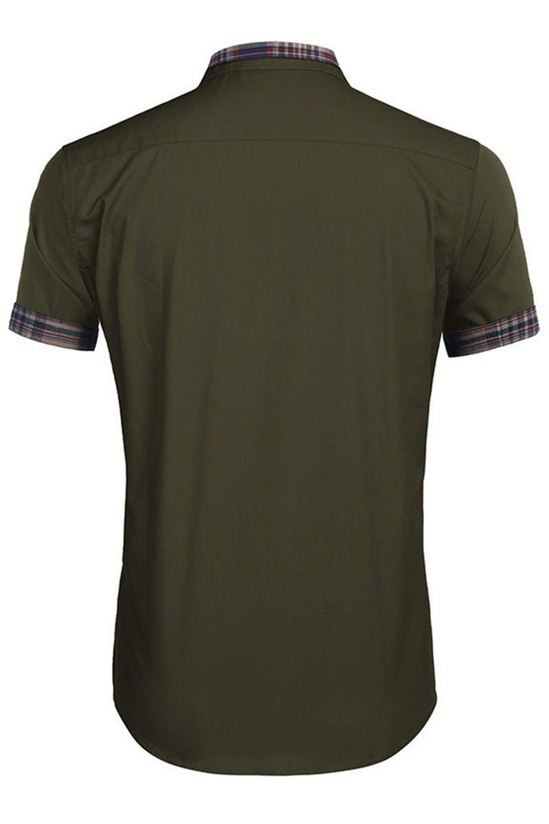 Load image into Gallery viewer, Army Green Short Sleeves Button Down Casual Men's Shirt