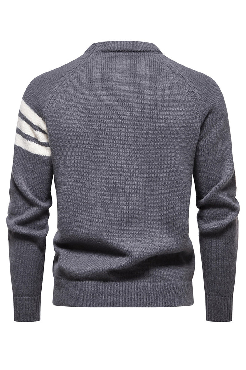 Load image into Gallery viewer, Grey Men's Round Neck Slim Fit Pullover Sweater