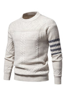 Load image into Gallery viewer, White Men's Round Neck Cable Pullover Sweater
