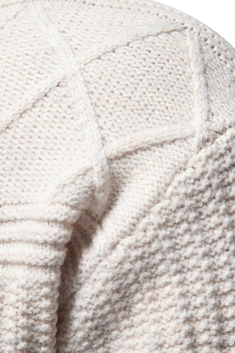 Load image into Gallery viewer, White Men's Round Neck Cable Pullover Sweater