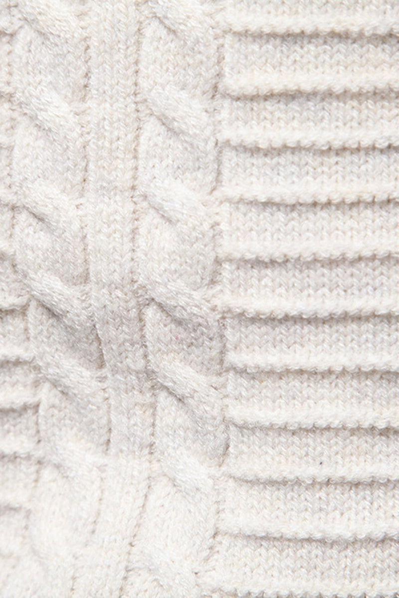 Load image into Gallery viewer, White Men's Round Neck Cable Pullover Sweater