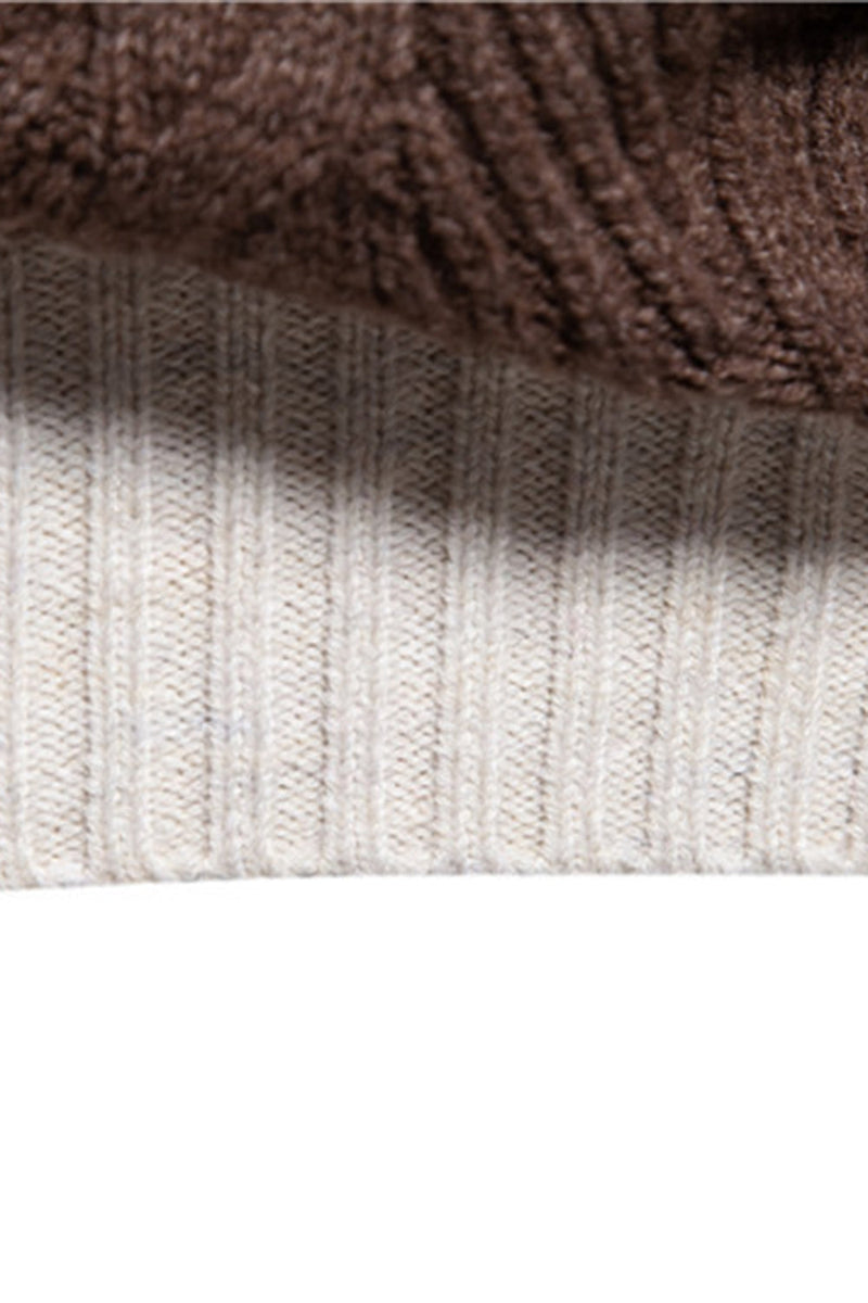 Load image into Gallery viewer, Men's White Round Neck Colorblock Cable Pullover Sweater