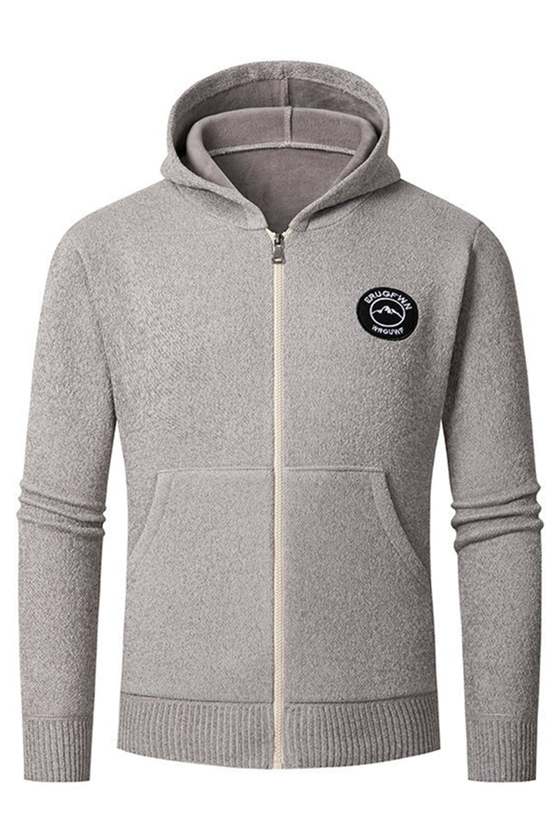 Load image into Gallery viewer, Grey Men's Hooded Cardigan Jacket