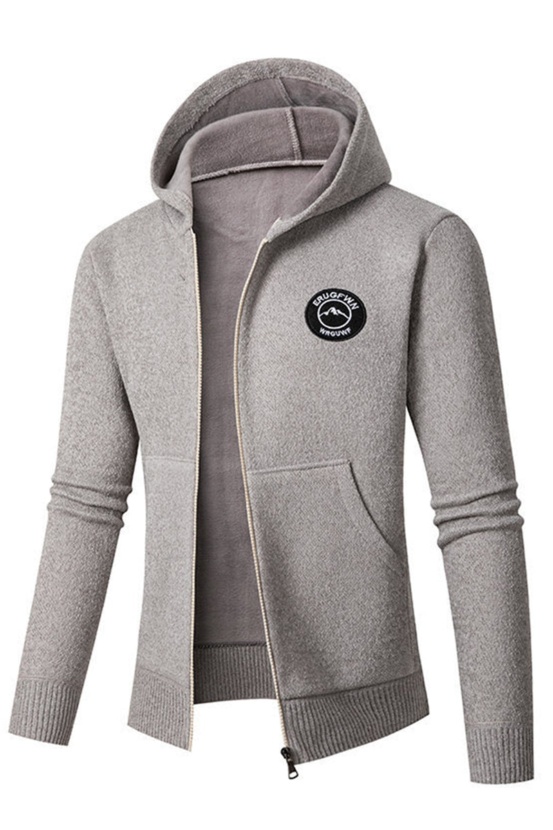 Load image into Gallery viewer, Grey Men's Hooded Cardigan Jacket
