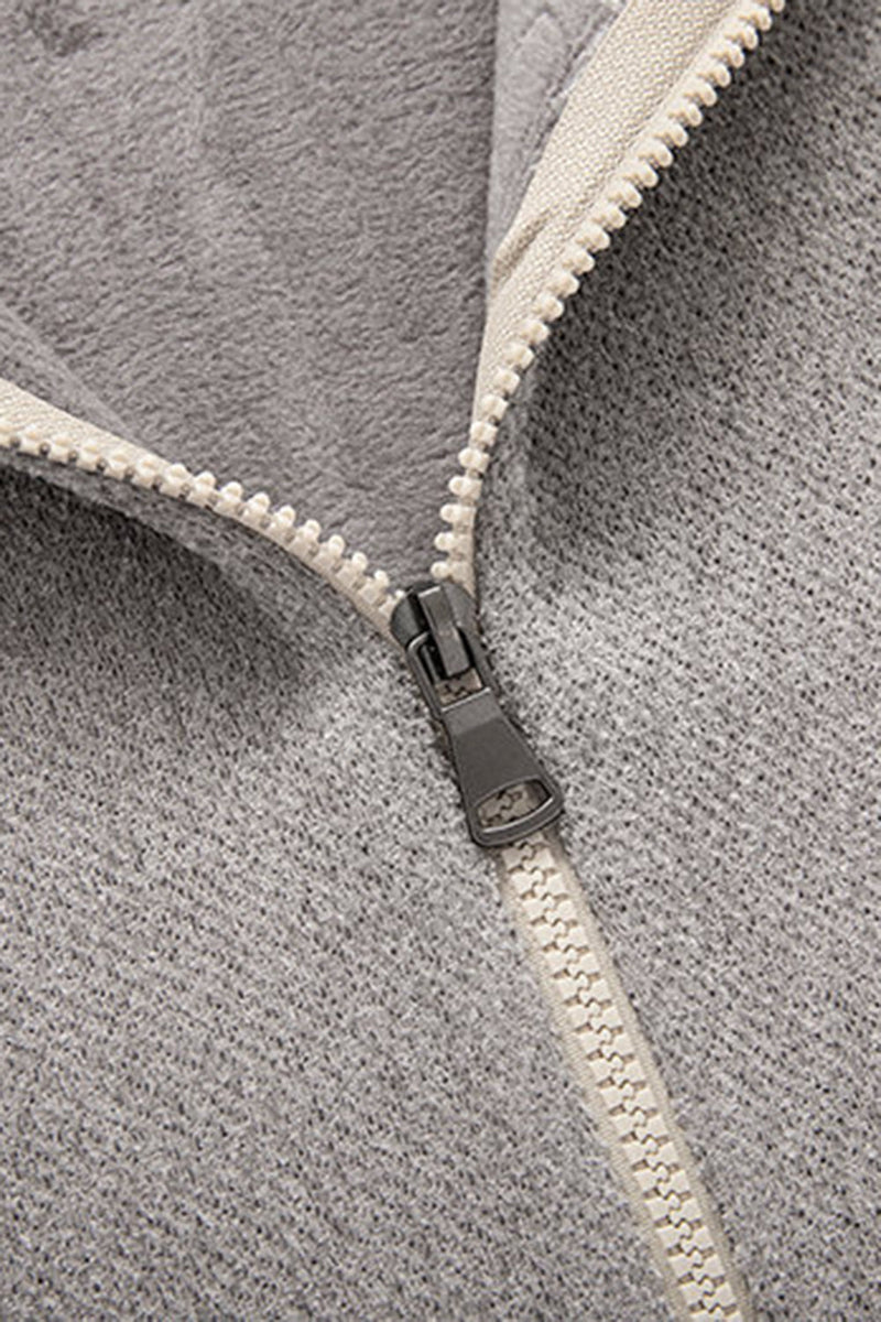 Load image into Gallery viewer, Grey Men's Hooded Cardigan Jacket