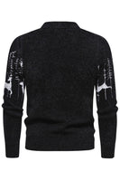Load image into Gallery viewer, Men's Black Slim-fit Crew Neck Christmas Deer Print Sweater