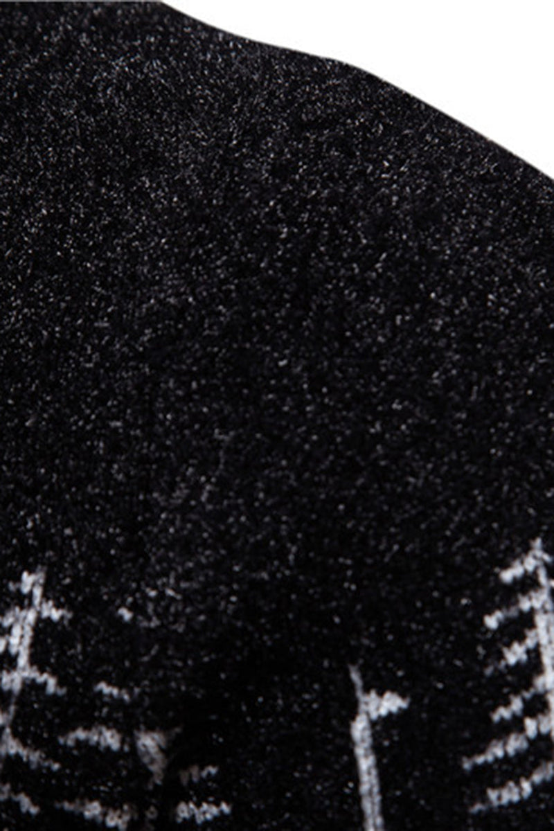 Load image into Gallery viewer, Men's Black Slim-fit Crew Neck Christmas Deer Print Sweater