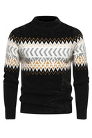 Load image into Gallery viewer, Black Colorblock Round Neck Slim Fit Men's Sweater Top