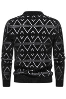 Load image into Gallery viewer, White Men's Round Neck Striped Print Pullover Sweater