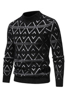 Load image into Gallery viewer, White Men's Round Neck Striped Print Pullover Sweater