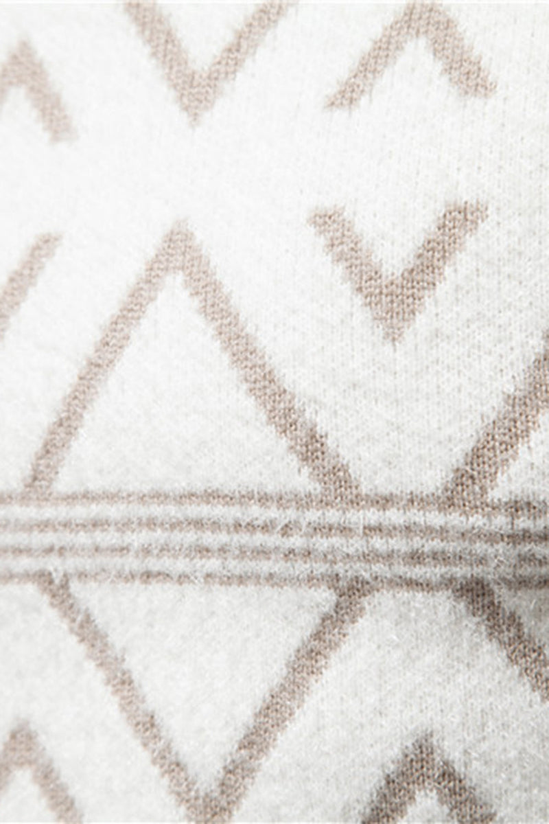 Load image into Gallery viewer, White Men's Round Neck Striped Print Pullover Sweater