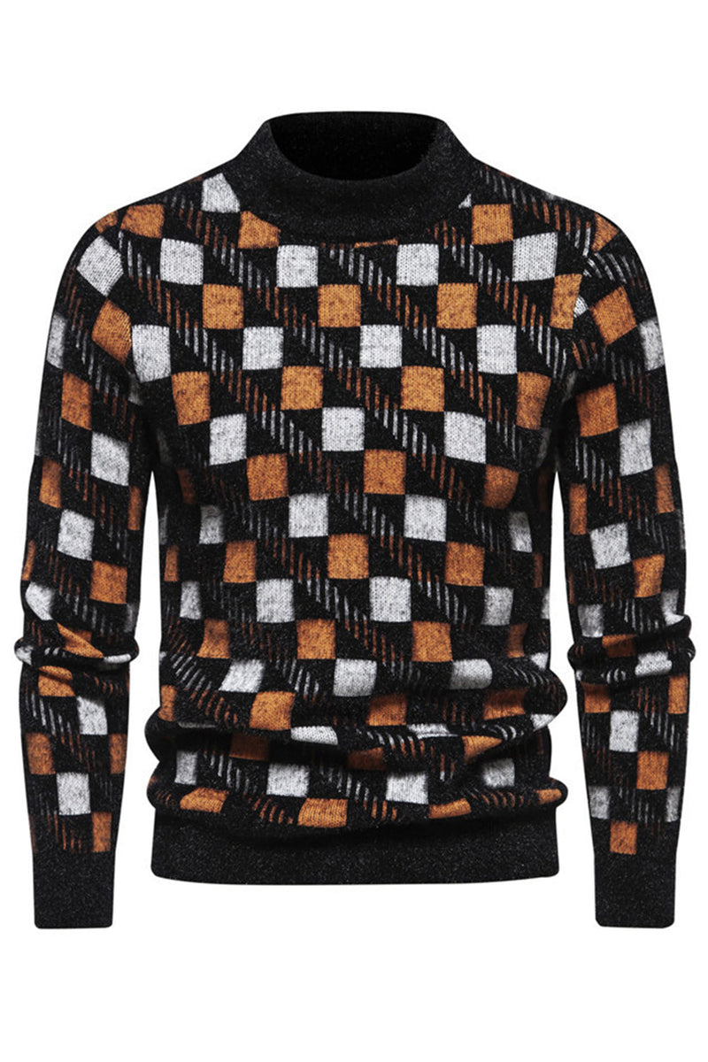 Load image into Gallery viewer, Round Neck Men's White Printed Knit Sweater