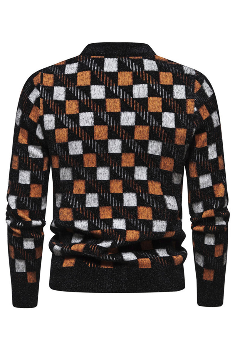 Load image into Gallery viewer, Round Neck Men's White Printed Knit Sweater