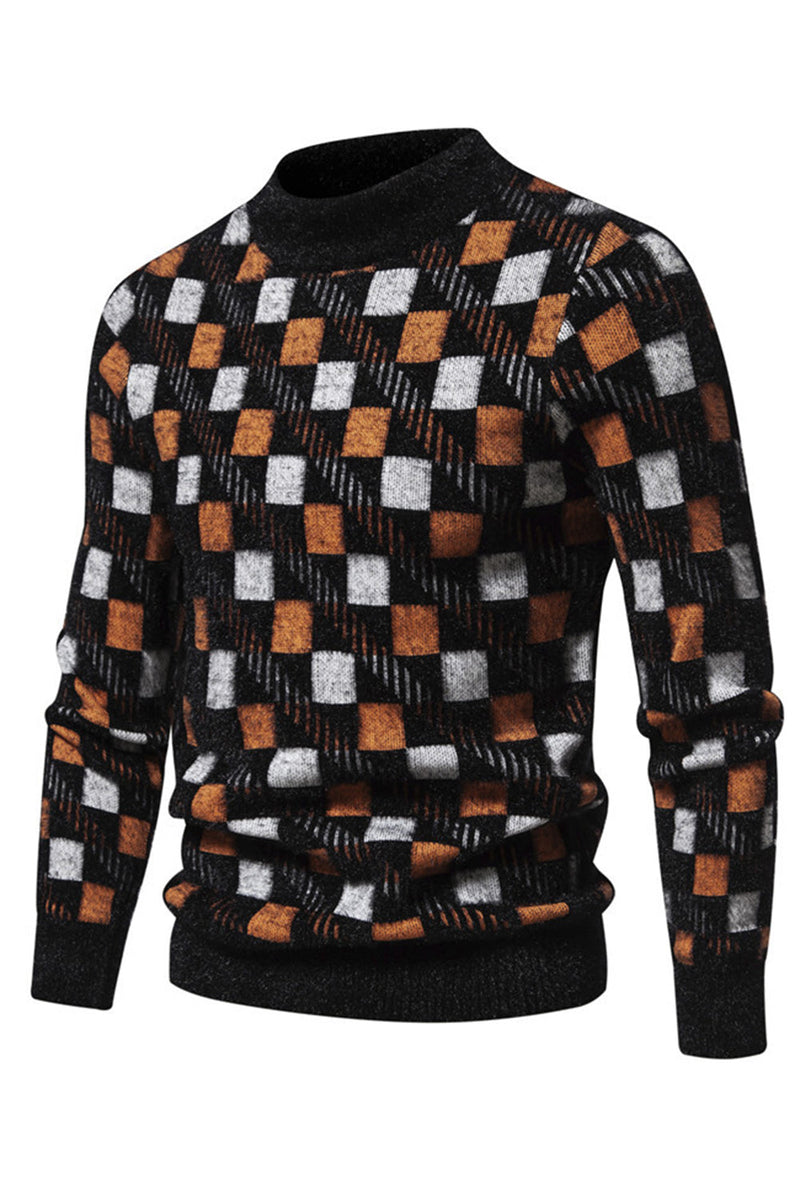 Load image into Gallery viewer, Round Neck Men's White Printed Knit Sweater