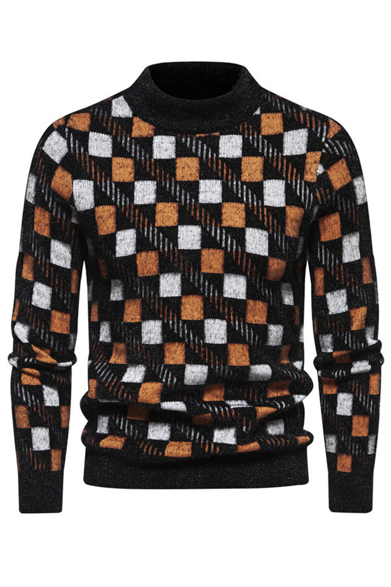 Load image into Gallery viewer, Round Neck Men's White Printed Knit Sweater