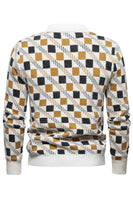 Load image into Gallery viewer, Round Neck Men's White Printed Knit Sweater