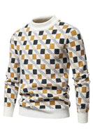 Load image into Gallery viewer, Round Neck Men's White Printed Knit Sweater