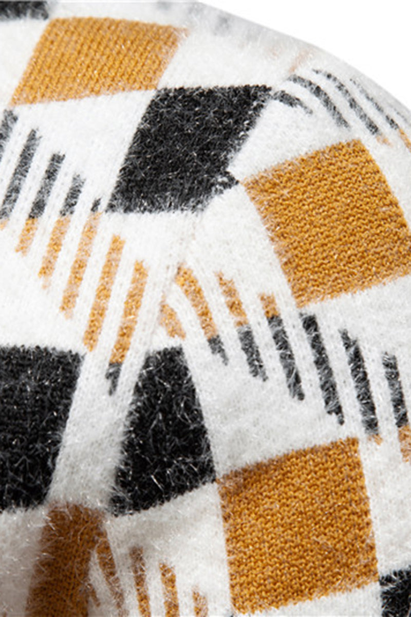 Load image into Gallery viewer, Round Neck Men's White Printed Knit Sweater