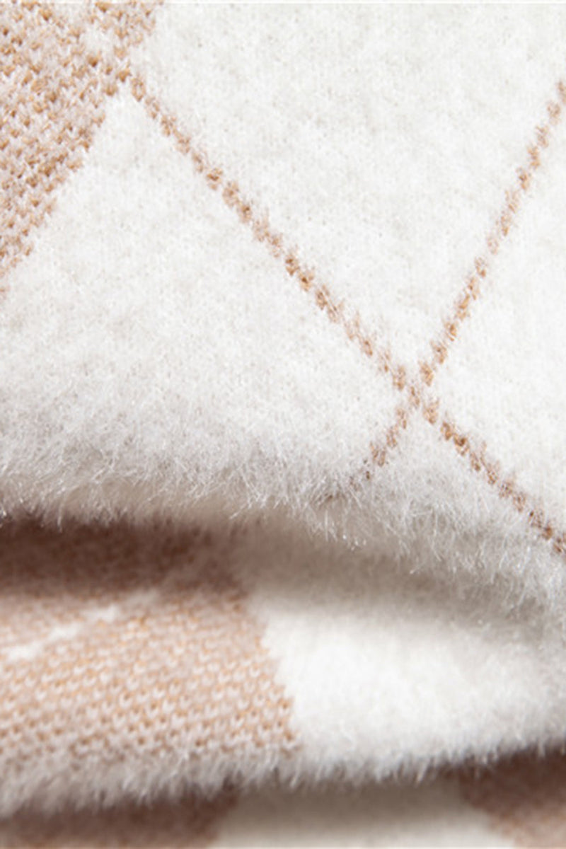 Load image into Gallery viewer, Light Khaki Men's Round Neck Knit Printed Sweater