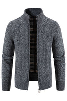 Load image into Gallery viewer, Men's Burgundy Stand Collar Thickened Cardigan Sweater