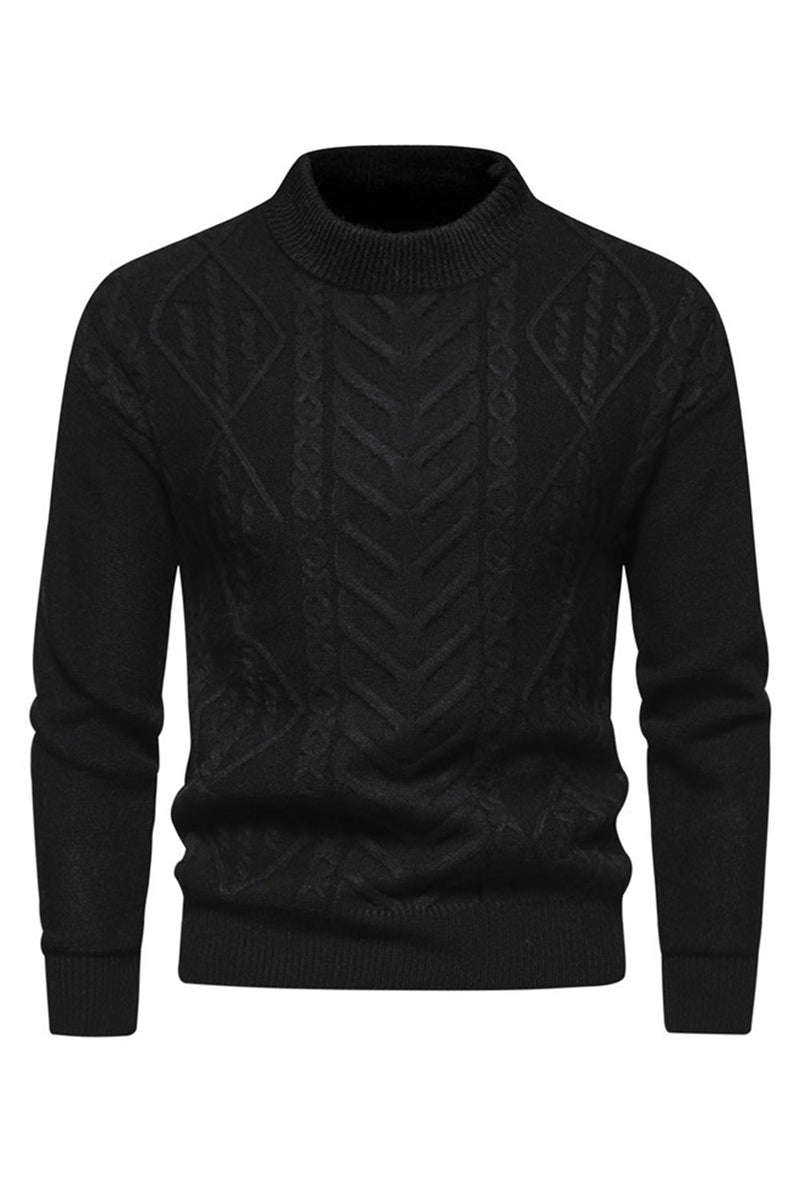 Load image into Gallery viewer, White Jacquard Round Neck Men's Knit Sweater
