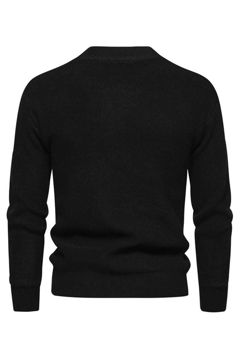 Load image into Gallery viewer, White Jacquard Round Neck Men's Knit Sweater