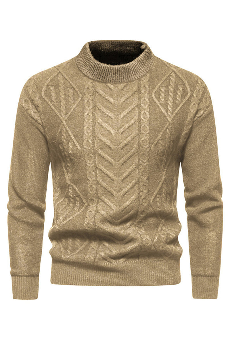 Load image into Gallery viewer, White Jacquard Round Neck Men's Knit Sweater