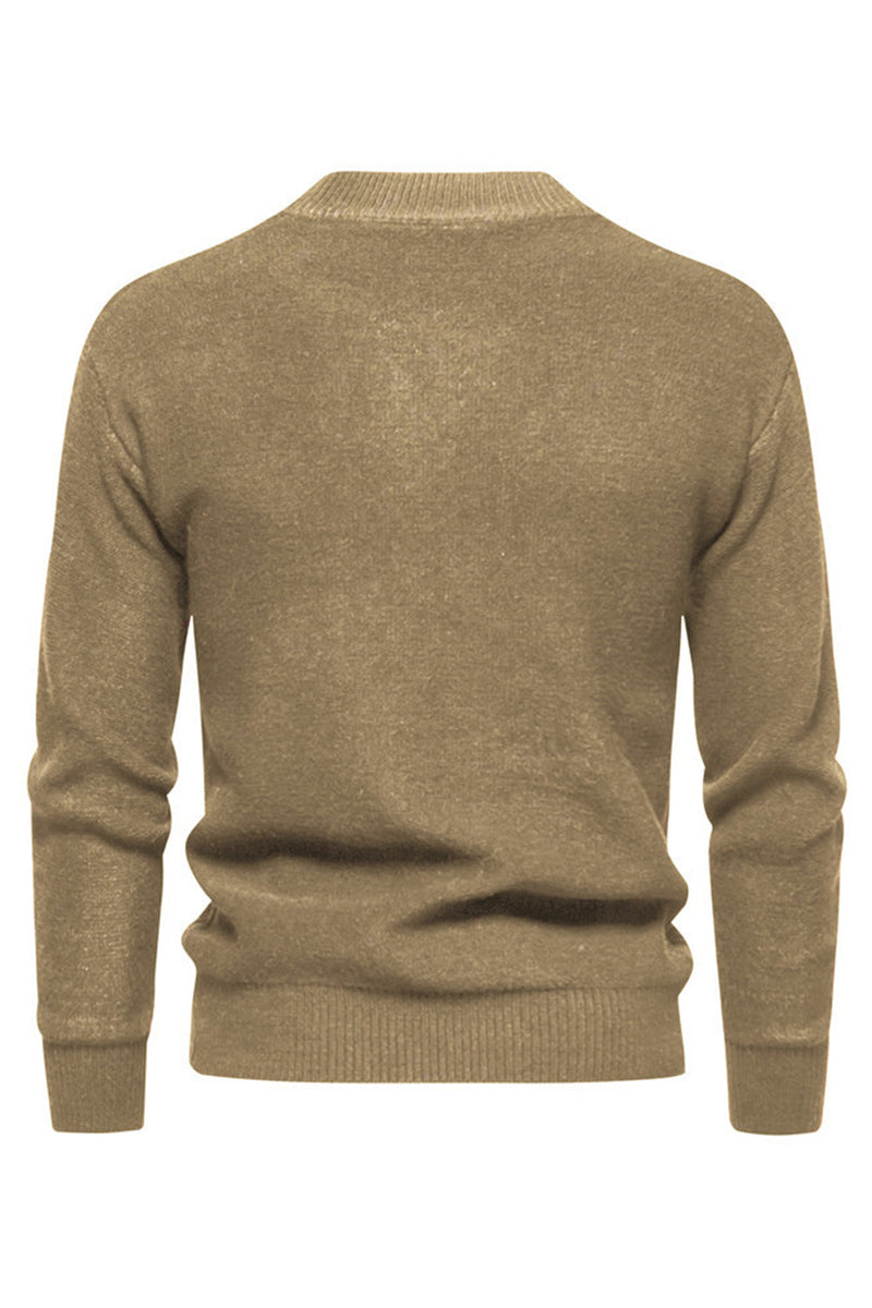 Load image into Gallery viewer, White Jacquard Round Neck Men's Knit Sweater