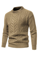 Load image into Gallery viewer, White Jacquard Round Neck Men's Knit Sweater