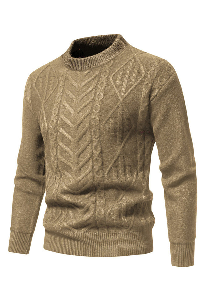 Load image into Gallery viewer, White Jacquard Round Neck Men's Knit Sweater