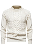 Load image into Gallery viewer, White Jacquard Round Neck Men's Knit Sweater