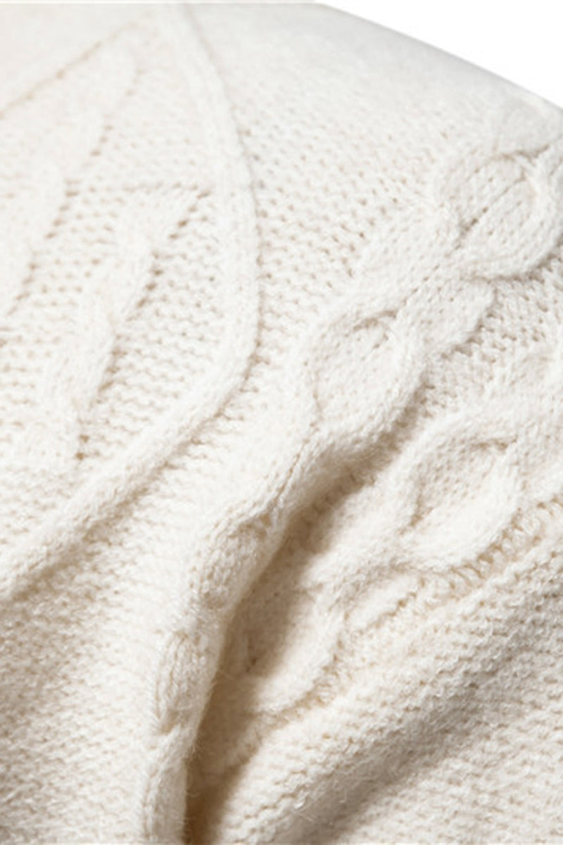 Load image into Gallery viewer, White Jacquard Round Neck Men's Knit Sweater