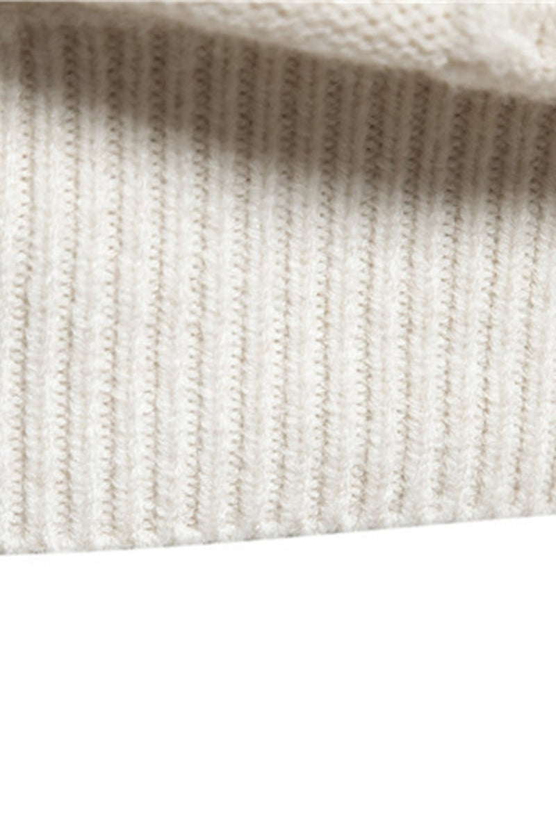 Load image into Gallery viewer, White Jacquard Round Neck Men's Knit Sweater