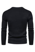 Load image into Gallery viewer, Black Round Neck Men's Zippered Knitted Sweater