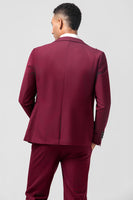 Load image into Gallery viewer, Burgundy Peak Lapel 3 Pieces One Button Men's Prom Suits