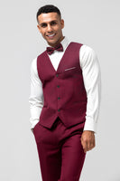 Load image into Gallery viewer, Burgundy Peak Lapel 3 Pieces One Button Men's Prom Suits