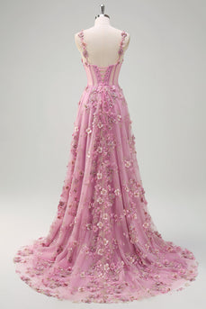 Off The Shoulder Taro Purple A Line Applique Long Prom Dress