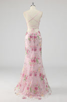 Load image into Gallery viewer, Navy Mermaid Sparkly Sequins Floral Print Long Prom Dress