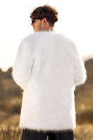 Load image into Gallery viewer, White Faux Fur Puffy Long Trench Coat