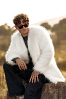 Load image into Gallery viewer, White Faux Fur Puffy Long Trench Coat