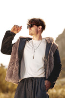 Load image into Gallery viewer, Brown Sleeveless Faux Fur Coat Vest with Hooded Fluffy Jacket