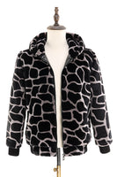 Load image into Gallery viewer, Black and White Giraffe Print Front Zip Hoodie