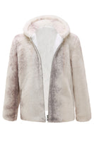 Load image into Gallery viewer, Ivory Faux Fur Hoodie Sweatshirt with Zipper